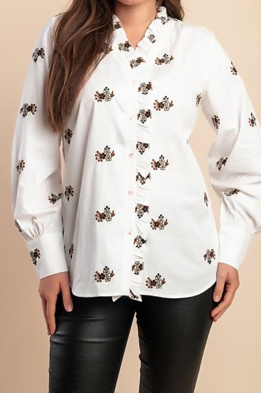 Cotton printed shirt, white