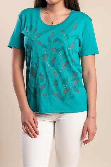 Printed T-shirt, turquoise