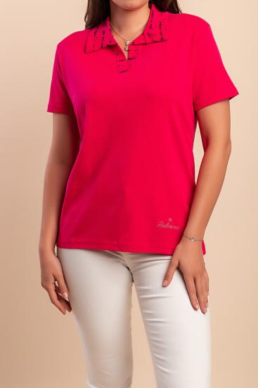 T-shirt with collar, pink