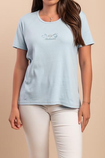 Cotton T-shirt with round neck, light blue