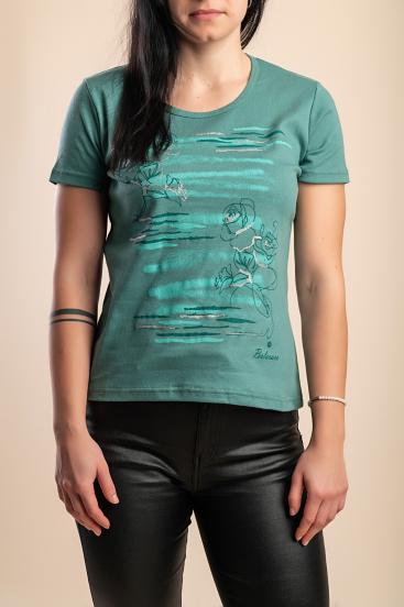 Cotton T-shirt with print, green