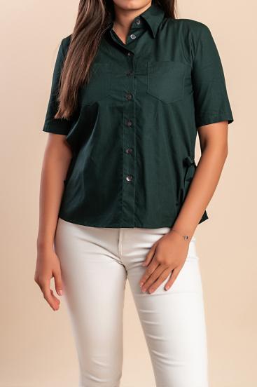 Cotton short-sleeve shirt, green
