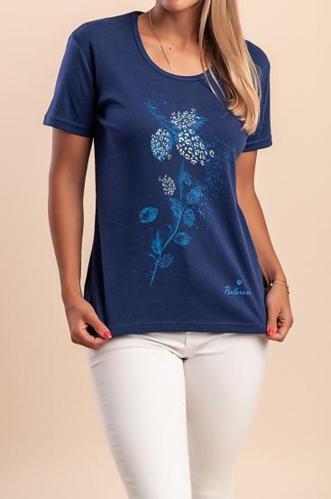 Cotton T-shirt with print, dark blue