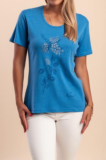 Cotton T-shirt with print, blue