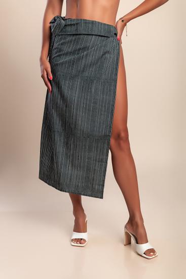 Cotton pareo with print, black