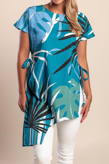 Cotton T-shirt with print, blue