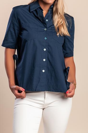 Cotton shirt with pockets, dark blue