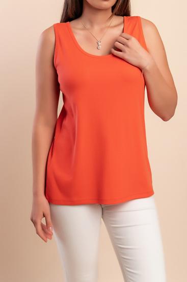 Sleeveless cotton top, orange