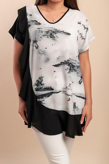 Printed tunic, black