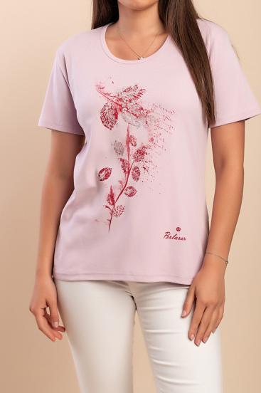 Cotton T-shirt with print, pink