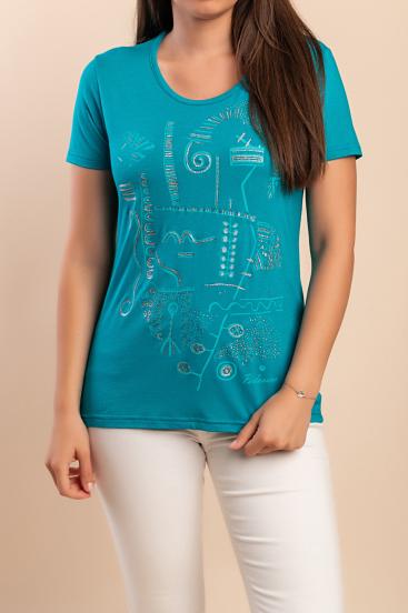 Printed T-shirt, petrol