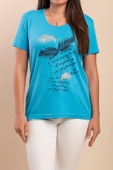 Cotton T-shirt with print, blue