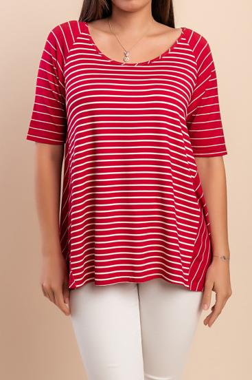 Striped print T-shirt, red