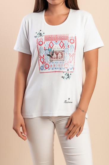 Cotton T-shirt with print, white