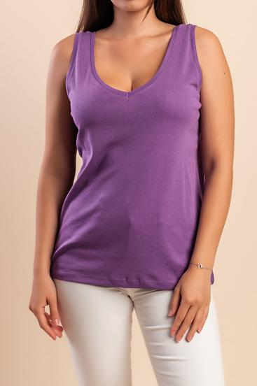 Sleeveless cotton shirt, purple