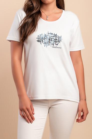 Cotton T-shirt with print, white