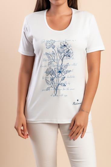 Cotton T-shirt with print, white