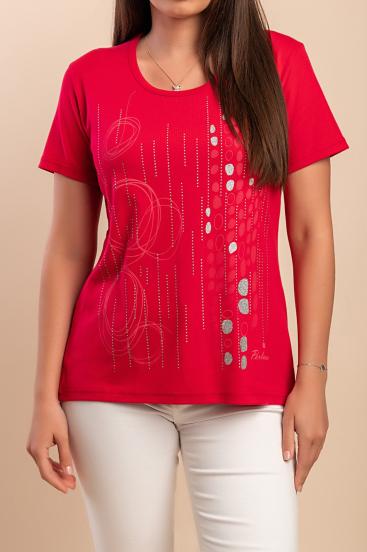 Cotton T-shirt with print, red