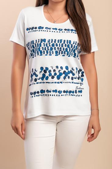 Cotton T-shirt with print, white