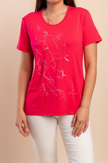Cotton T-shirt with print, pink