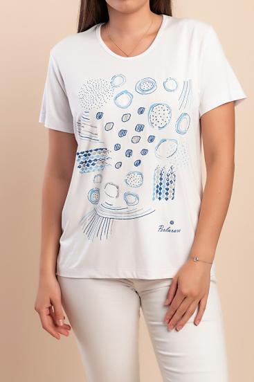 Cotton T-shirt with print, white