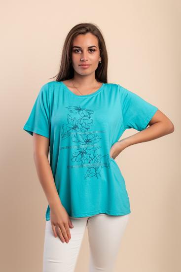 Viscose T-shirt, turquoise