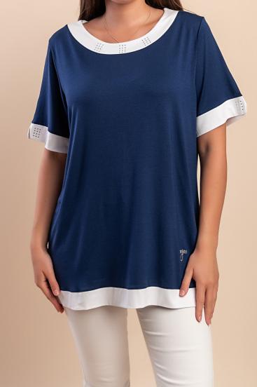 Viscose T-shirt, dark blue