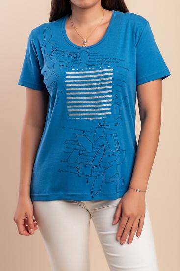 Cotton T-shirt with print, blue