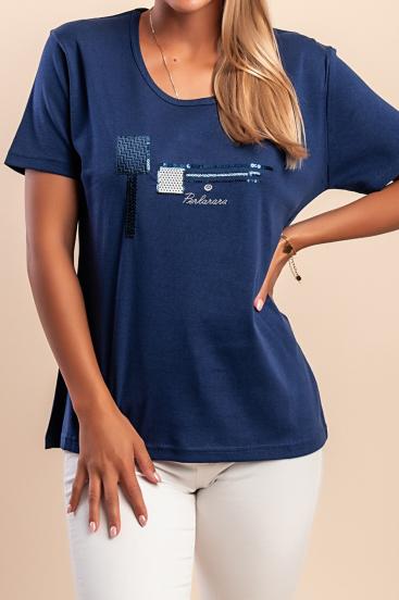 T-shirt with round neck, dark blue