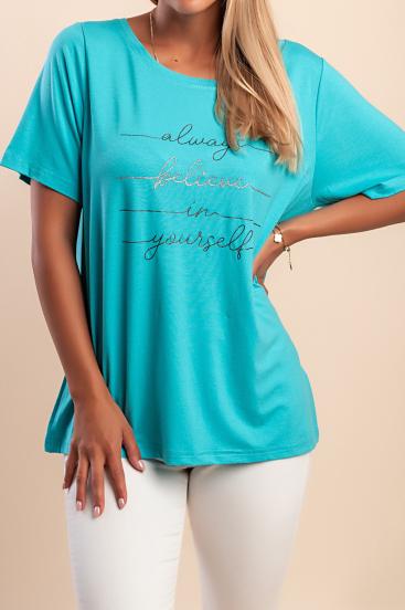 T-shirt with print, turquoise