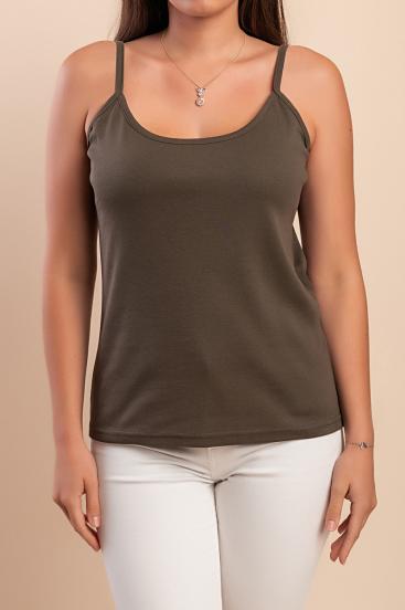 Cotton top with thin straps, olive