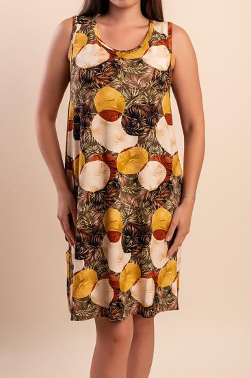 Midi dress with print, brown