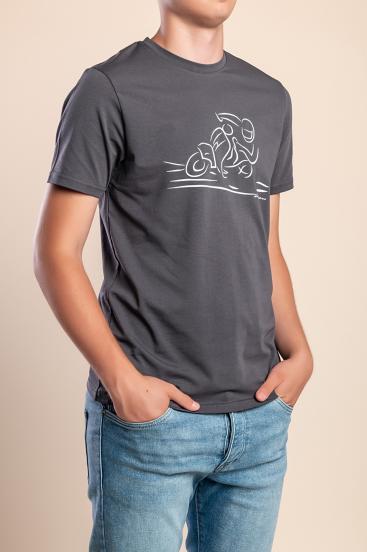 Men's cotton T-shirt with print, gray