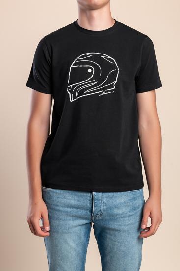 Men's cotton T-shirt with print, black
