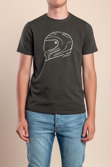 Men's cotton t-shirt with print, olive