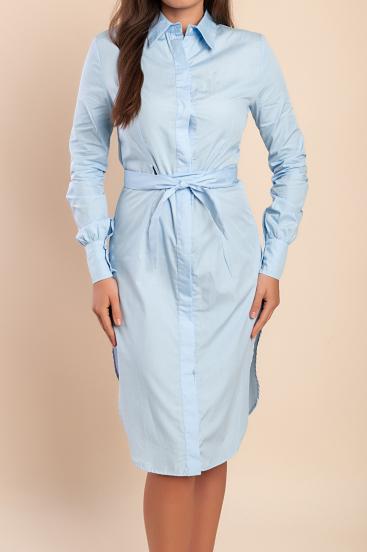 Cotton shirt dress, light blue