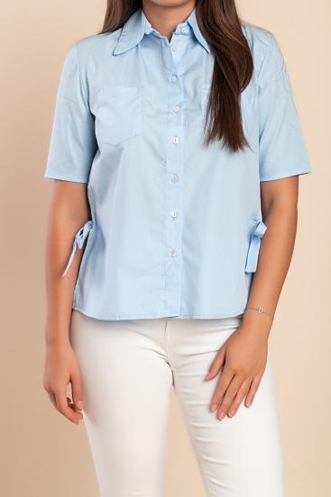 Cotton short-sleeve top, light blue