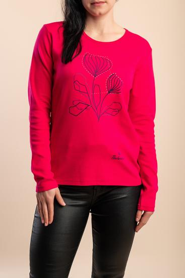 Cotton Top with print, fuchsia