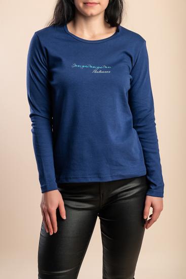 Cotton Top with Decorative Detail, Dark Blue