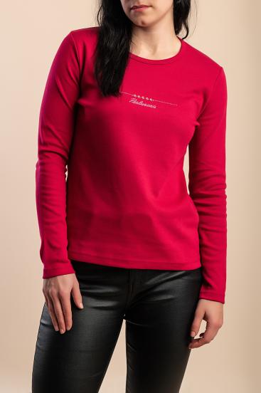 Cotton Top with decorative detail, burgundy