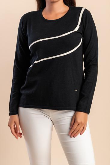 Knitted printed top, black