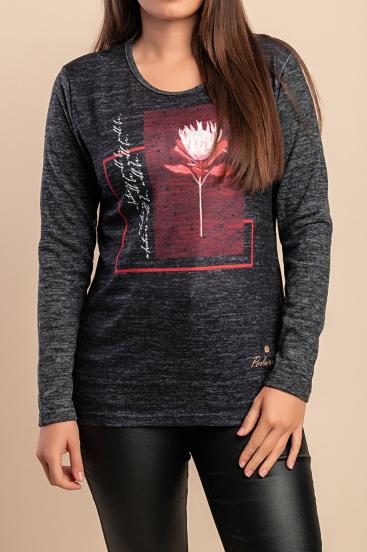 Printed Sweater, Gray