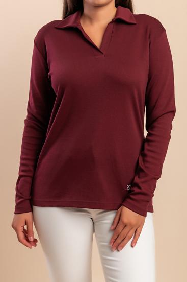 Long-sleeved top, burgundy