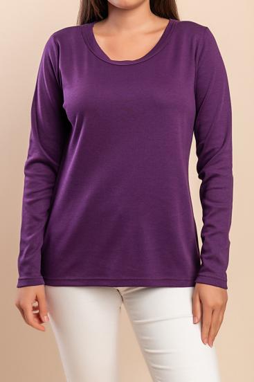Long-sleeved cotton top, purple