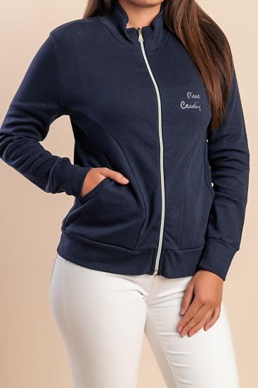 Cotton zip-up jacket, dark blue