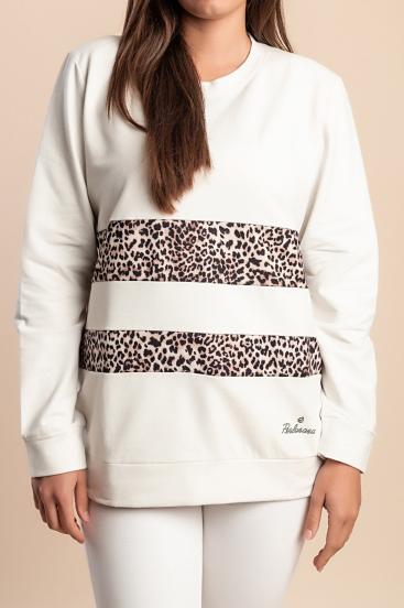 Cotton sweatshirt with print, white