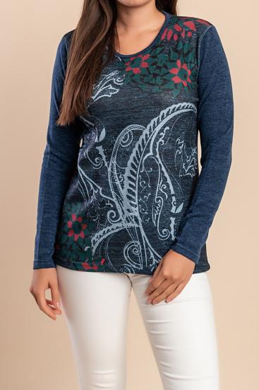 Printed Sweater, Gray