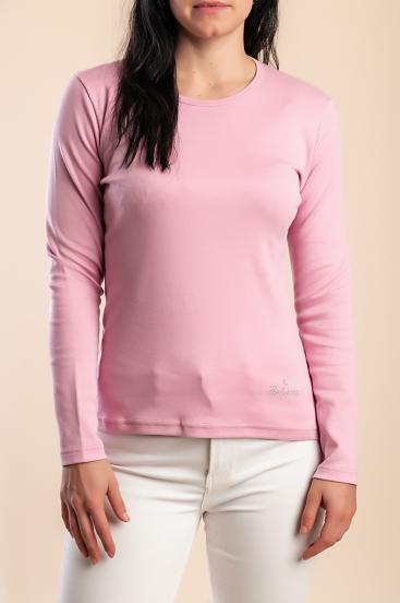 Cotton long-sleeve top, light pink