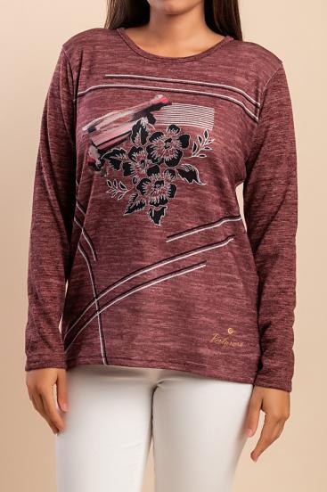 Printed Top, burgundy