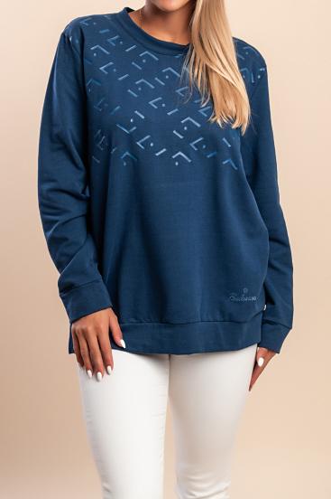 Cotton sweatshirt with print, dark blue